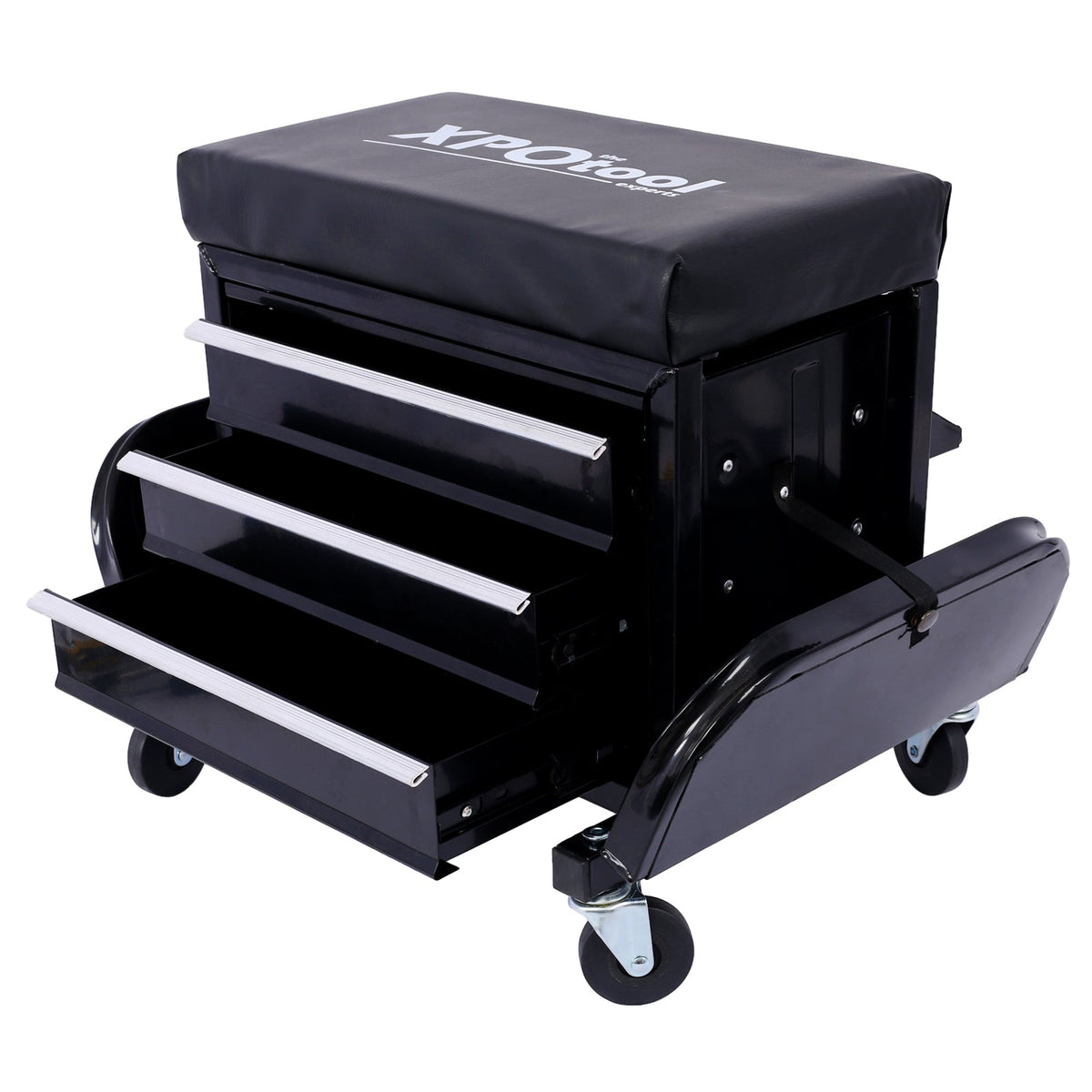 350-Pound Capacity Garage Glider Rolling Tool Chest Seat with Ample Storage - Steel