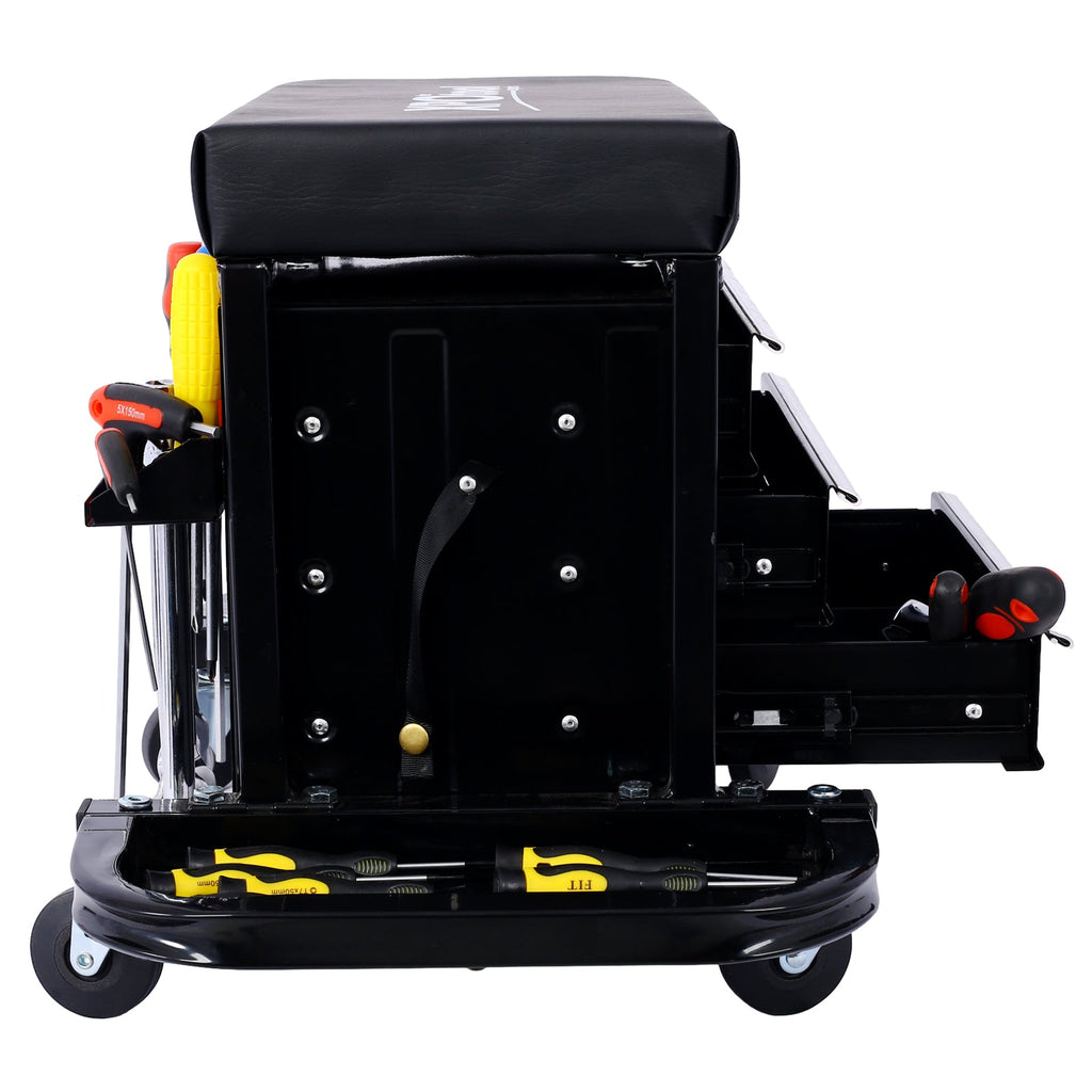 350-Pound Capacity Garage Glider Rolling Tool Chest Seat with Ample Storage - Steel
