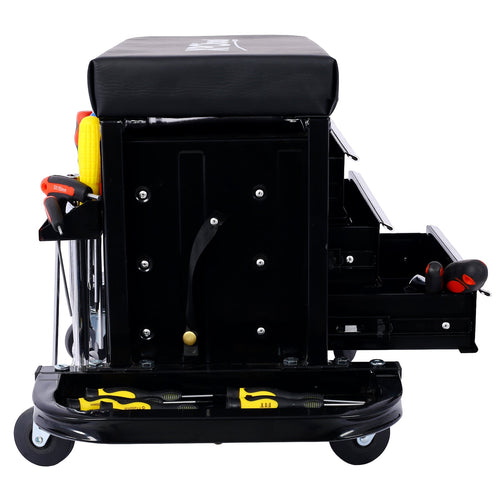 350-Pound Capacity Garage Glider Rolling Tool Chest Seat with Ample Storage - Steel