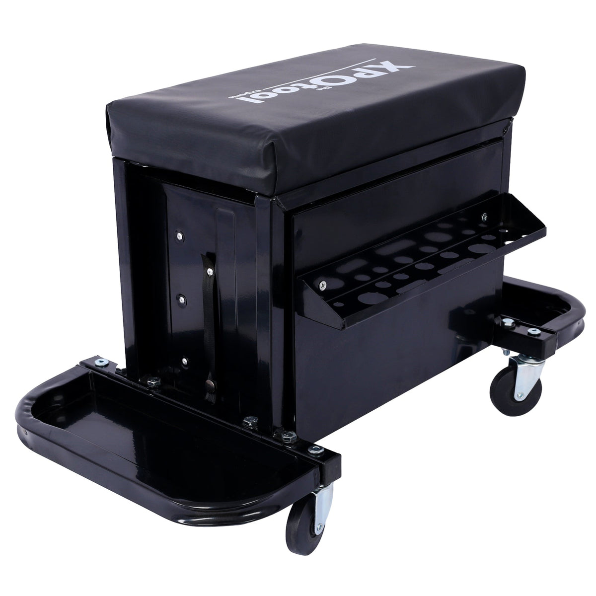 350-Pound Capacity Garage Glider Rolling Tool Chest Seat with Ample Storage - Steel