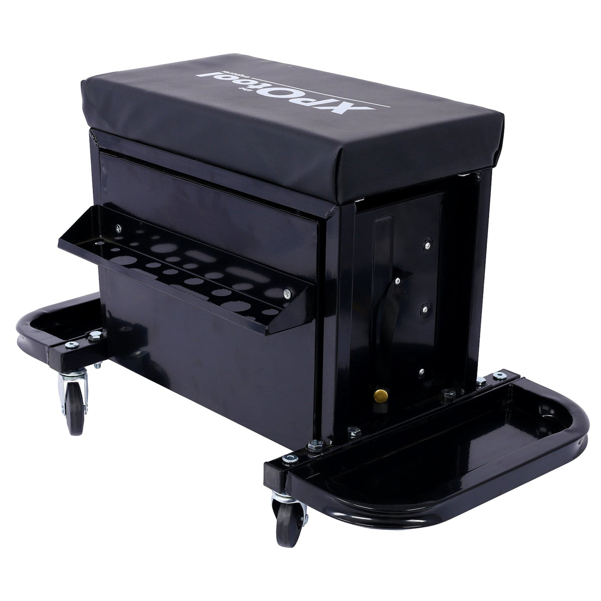 350-Pound Capacity Garage Glider Rolling Tool Chest Seat with Ample Storage - Steel