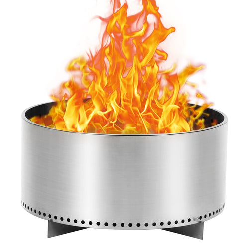 27-Inch Smokeless Outdoor Fire Pit | Stainless Steel Wood Burning