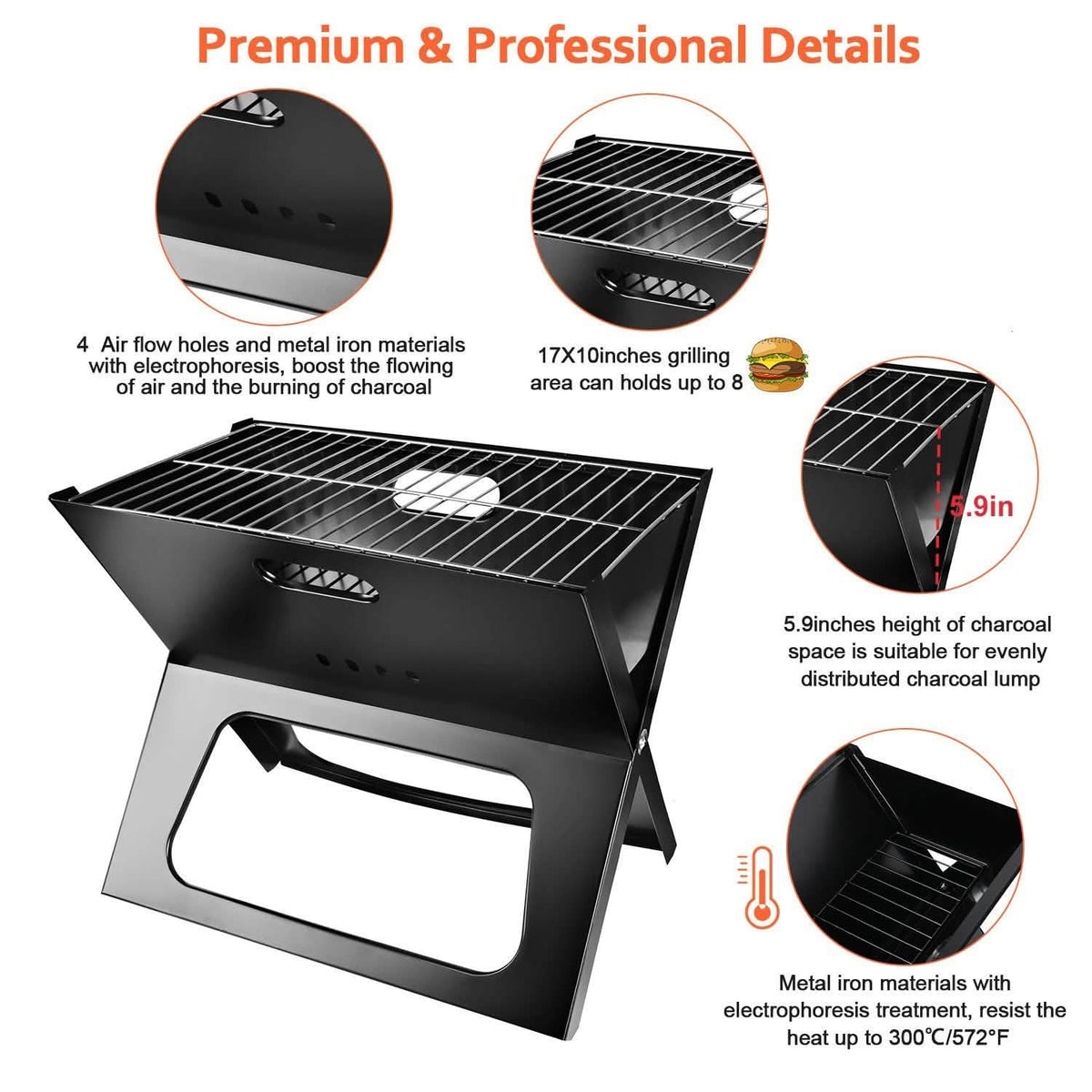 Foldable Portable BBQ Barbecue Grill