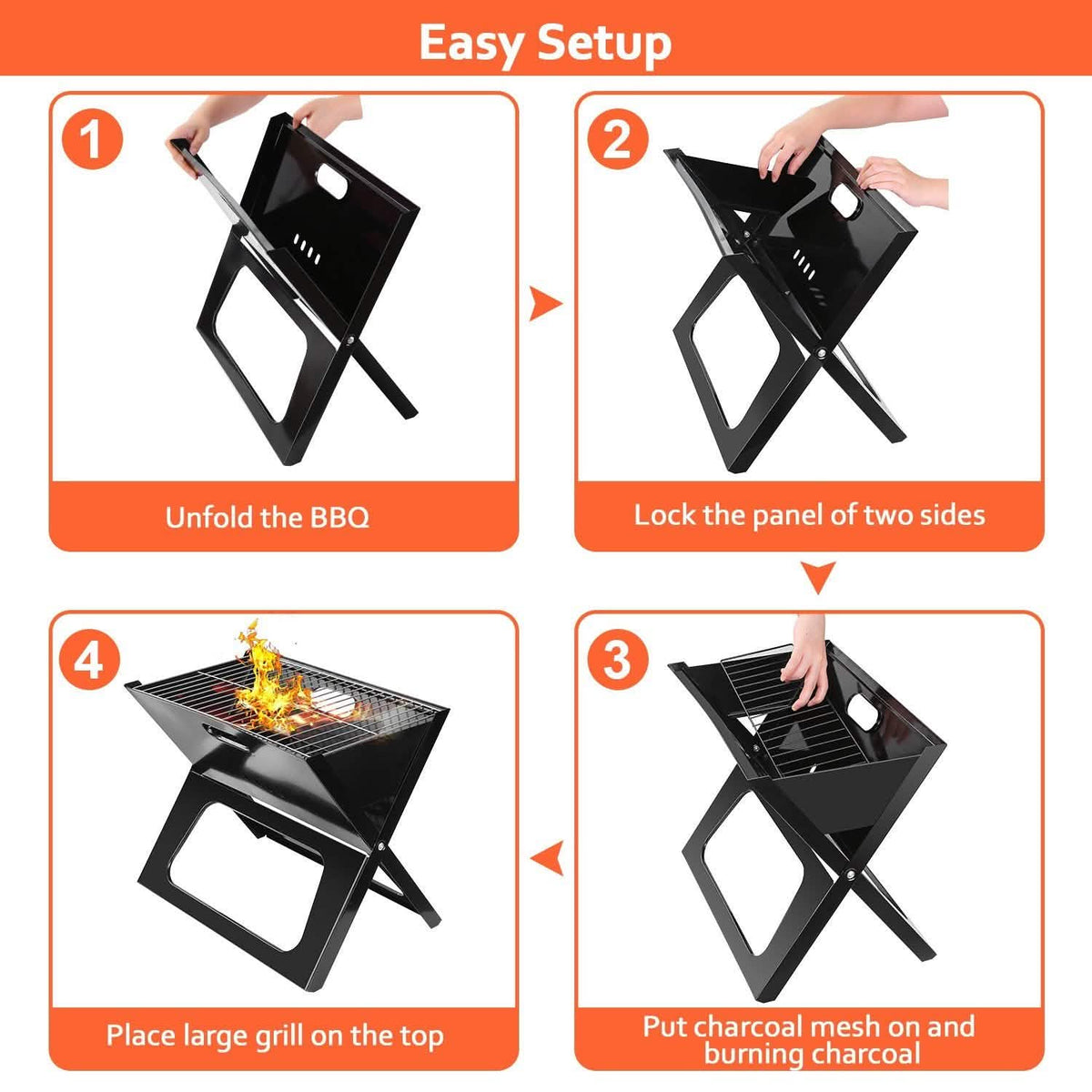 Foldable Portable BBQ Barbecue Grill